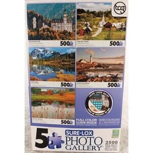 5 Sure-Lox Photo Gallery 500 Piece Jigsaw Puzzles 2500 Total Pieces